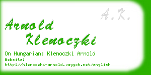 arnold klenoczki business card